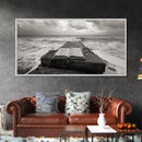 Ocean and Book, Moody Literary Print, Surreal Seascape Art, Framed Canvas Print, Library or Reading Nook Wall Decor, Dark Academia