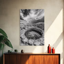 Natural Stone Pool, Sky Reflections, Framed Canvas Print, Bathroom Wall Art, Earthy Neutral Decor, Minimalist Landscape