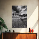 Mountain Valley, Stormy Sky, Western Landscape, Framed Canvas Print, Office Wall Art, Moody Nature Decor, Fall Art, Wilderness Style