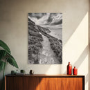 Cliffside Path, Coastal Trail, Ocean Escape, Canvas Print, Moody Landscape Wall Art, Living Room Decor, Adventure Travel Aesthetic