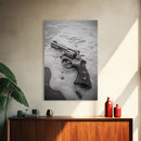 Revolver Beach, Washed Ashore, Western Style, Noir Photography, Framed Canvas Print, Industrial Wall Art, Man Cave Decor, Rustic Vibes