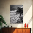 Stormy Coastline, Ocean Waves, Seaside House, Canvas Print, Coastal Wall Art, Beach House Decor, Nautical Photography, Moody Art