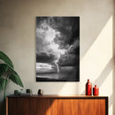 Lightning Strike Beach, Stormy Sky Photography, Dramatic Landscape, Office Wall Art, Nature Scene, Framed Canvas Print, Bold Wall Decor
