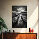 Muddy Terrain, Dramatic Sky, Natural Earth Art, Framed Canvas Print, Fall Decor, Landscape Photography, Moody Living Room Art