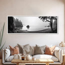 Misty Cove, Pacific Coast, Tranquil Shore, Canvas Print, Zen Nature Wall Art, Bathroom Decor, Moody Black and White Art