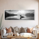 Loon Lake, Misty Reflection, Quiet Morning, Framed Canvas Print, Cabin Wall Art, Nature Lover Gift, Rustic Lakehouse Decor