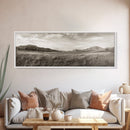 Golden Prairie, Mountain Horizon, Rustic Calm, Canvas Print, Fall Wall Art, Country Living Room Decor, Neutral Tones Photography
