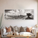 Vineyard Rows, Sunny Fields, Cloudy Sky, Canvas Print, Rustic Country Decor, Dining Room Wall Art, Wine Country Landscape, Farmhouse Style
