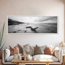 Snake On Beach, Coastal Wildlife, Dramatic Black and White, Framed Canvas Print, Nature Wall Art, Minimalist Decor, Office Statement Art