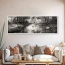 Woodland Creek Flow, Sepia Landscape Scene, Peaceful Forest Art, Canvas Print, Autumn Wall Decor, Rustic Living Room Artwork