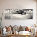 Remote Island Escape, Tranquil Shore, Ocean Oasis, Nature Seclusion, Framed Canvas Print, Coastal Wall Art, Bathroom Decor, Tropical Style