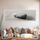 Smooth Beach Rock, Minimal Seascape, Zen Coastal Decor, Tranquil Framed Canvas Print, Modern Spa or Bedroom Wall Art