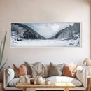 Snowy Pines, Winter Forest, Cold Wilderness, Framed Canvas Print, Christmas wall art, lodge decor, mountain retreat art, woodland art