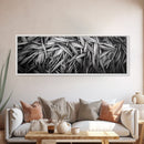 Textured Leaves, Monochrome Nature, Abstract Pattern, Botanical Wall Art, Framed Canvas Print, Modern Bedroom Art, Minimalist Decor