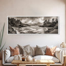 Wild Coastline, Rugged Waves, Stormy Shore, Nature Photography, Framed Canvas Print, Fall Living Room Wall Art, Rustic Coastal Decor