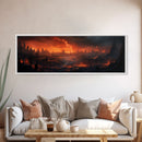 The Burning City Panoramic Canvas Print, Framed Halloween Art, Spooky Decor, Halloween Art, Halloween Wall Art, Halloween Art Print