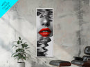 Red Lips, Reflections, Water Art, Surreal Beauty – Canvas Print, Glam Wall Art, Bathroom Decor, Black White Red Art, Fashion Aesthetic