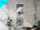 Red Bloom, Desert Flower, Solitary Beauty, Bold Nature, Framed Canvas Print, Dramatic Wall Art, Modern Bedroom Decor, Minimalist Botanical Art