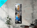 Golden Tree, Blue Reflection, Autumn Forest Mirror, Seasonal Beauty, Canvas Print, Fall Wall Art, Nature Decor, Living Room Accent