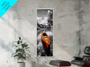 River Kayak Drift, Serene Paddle, Tranquil Outdoors, Fall Waterway, Canvas Print, Rustic Wall Art, Adventure Decor, Nature Photography