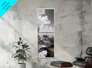 Monochrome Boat Lake, Peaceful Dockside, Still Waters, Minimal Calm, Framed Canvas Print, Bedroom Wall Art, Black White Photography