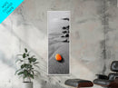 Orange Shore Stone, Minimalist Decor, Seaside Style, Beach Vibes, Framed Canvas Print Coastal Wall Art, Bathroom Decor, Modern Art