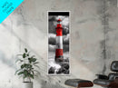 Red Lighthouse Storm, Coastal Beacon Art, Dramatic Seascape, Nautical Scene, Framed Canvas Print Living Room Wall Art, Moody Decor