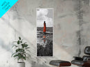 Solitary Woman, Polka Dot Dress, Reflected Mood, Framed Canvas Print, Surreal Fine Art, Bedroom Wall Art, Contemporary Minimalist Style
