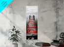 Red Dock, Still Water, Rustic Lake, Quiet Pier, Canvas Print, Bedroom Wall Art, Moody Lake Photography, Autumn Cabin Decor, Minimalist