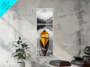 Yellow Canoe, Peaceful Lake, Mountain Reflections, Canvas Print, Nature Lover Gift, Minimalist Wall Art, Cabin Living Room Decor