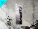 Ocean Cliff Edge, Rugged Coastline Art, Black White Landscape Print, Framed Canvas Print, Modern Seaside Office Wall Decor, Moody Landscape