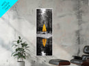 Golden Tree, Forest Reflection, Autumn Solitude, Nature Focused Minimalism, Framed Canvas Print, Zen Bathroom or Office Wall Art