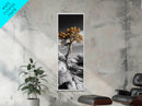 Twisted Tree, Desert Bloom, Rustic Wilderness, Nature Drama, Framed Canvas Print, Boho Living Room Wall Art, Moody Outdoor Style