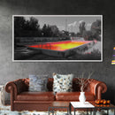 Abandoned Pool, Neon Water, Urban Decay, Vivid Glow, Canvas Print, Grunge Wall Art, Teen Bedroom Decor, Street Photography, Color Pop