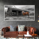 Rustic Horse, Country Barn, Moody Sky, Farm Vibes, Framed Canvas Print, Western Decor, Farmhouse Wall Art, Living Room Accent, Fall Art