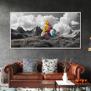 Painted Mountain Rocks, Colorful Nature Landscape, Bold Abstract Peaks, Framed Canvas Print, Living Room Wall Art, Modern Rustic Style
