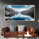 Mountain Lake, Blue Water, Fjord View, Canvas Print, Scandinavian Landscape, Calm Nature Wall Art, Office or Bedroom Modern Decor