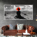 Red Hat Woman, Surreal Desert, Fashion Silhouette, Framed Canvas Print, Minimalist Wall Art, Bold Modern Decor, Bedroom Gallery Style