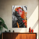 Surreal Woman, Field Portrait, Neon Face Art, Framed Canvas Print, Bold Feminine Wall Art, Bedroom Decor, Modern Pop Art Print