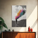 Colorful Mind, Surreal Silhouette, Abstract Smoke Art, Framed Canvas Print, Office Wall Art, Conceptual Psychedelic Art Decor