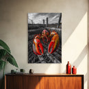 Lobster Trap, Coastal Catch, Bold Seafood, Nautical Framed Canvas Print, Kitchen Wall Art, Coastal New England Decor, Lobster Boho Art