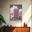 Pink Hotel, Miami Vibes, Summer Retro, Beach Scene, Canvas Print, Pop Art Aesthetic, Living Room Wall Art, Vacation Style
