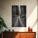 Forest Path, Yellow Trees, Autumn Trail, Framed Canvas Print, Fall Wall Art, Woodland Nature Decor, Cozy Home Accent, Entryway Artwork