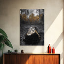Fallen Log, Autumn Forest, Nature Transition, Framed Canvas Print, Rustic Fall Decor, Cabin Wall Art, Woodland Photography
