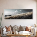 Golden Field, Windy Grass, Serene Meadow, Soft Light, Canvas Print, Minimalist Decor, Bedroom Wall Art, Neutral Landscape Art