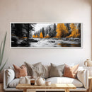 River Flow, Autumn Forest, Mountain Pines, Golden Trees, Canvas Print, Fall Decor, Nature Lover Gift, Rustic Wall Art, Boho Wall Art