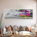 Miami Lifeguard Tower, Vibrant Beach Hut, Pink Yellow Blue, Canvas Print, Coastal Pop Art, Teen Room Decor, Colorful Summer Wall Art