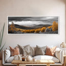 Fall Hills, Autumn Forest, Moody Landscape, Rolling Mountains, Framed Canvas Print, Cabin Wall Art, Nature Photography, Cozy Home Decor