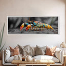 Rainbow Lobster Macro, Exotic Crustacean Art, Vivid Ocean Creature, Framed Canvas Print, Kitchen Wall Art, Coastal Nature Decor