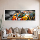 Closeup Lobster Claws, Colorful Sea Creature Art, Bold Detail Nature Print, Framed Canvas Print, Kitchen Wall Art, Tropical Coastal Decor